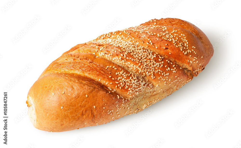 White long loaf with sesame seeds rotated White long loaf with sesame seeds rotated