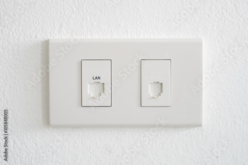 Local Area Network Socket on The White Wall