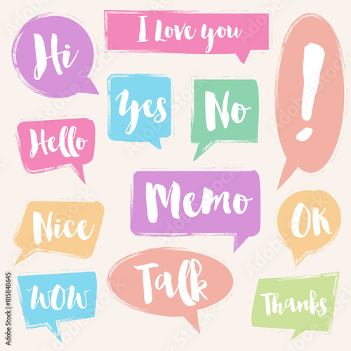 Set of painted brush style bubble talk
