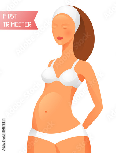 Pregnant women in first trimester of pregnancy. Illustration for websites, magazines and brochures