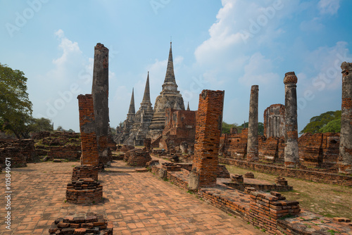 Ancient Pagoda in Wat Phrasisanpetch (Phra Si Sanphet). Ayutthaya historical city, Thailand