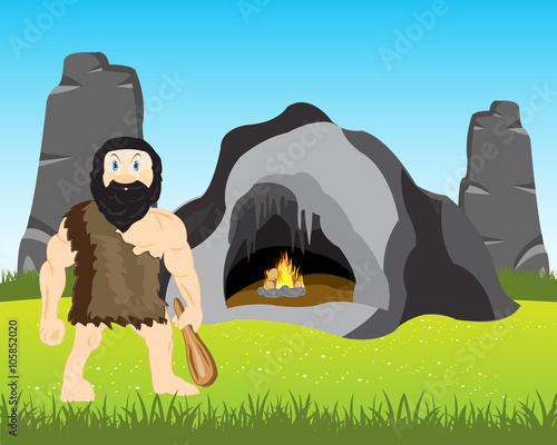 Ancient person beside caves