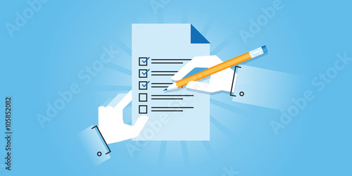 Flat line design website banner for a to do list, planning, organization, procedure list, checklist, reminder, to do app. Modern vector illustration for web design, marketing and print material.