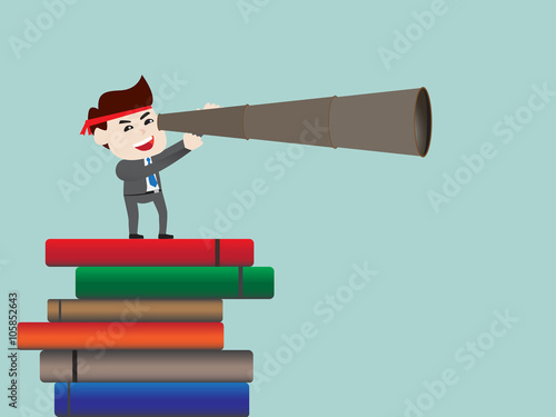 Businessmen looking for success by standing on the basis of knowledge