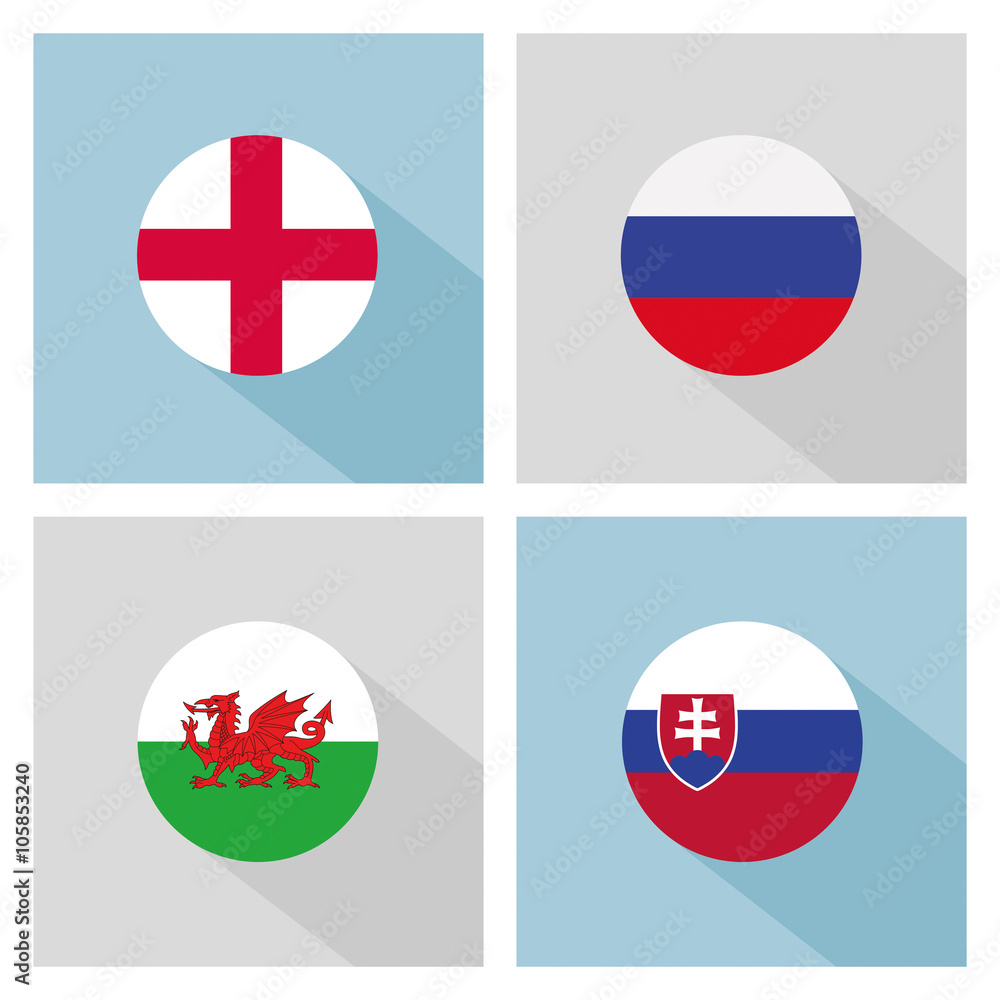 soccer group B teams flags in flat design. UEFA euro 2016. soccer group B teams flags in flat design. UEFA euro 2016.
