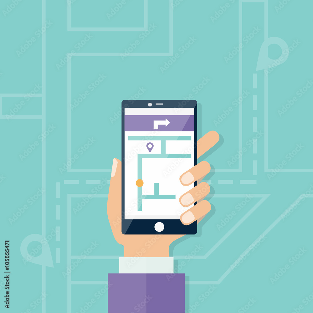 Man holding smartphone with mobile gps navigation Man holding smartphone with mobile gps navigation