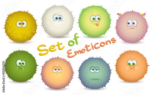 Set of emoticons, monsters isolated on white background