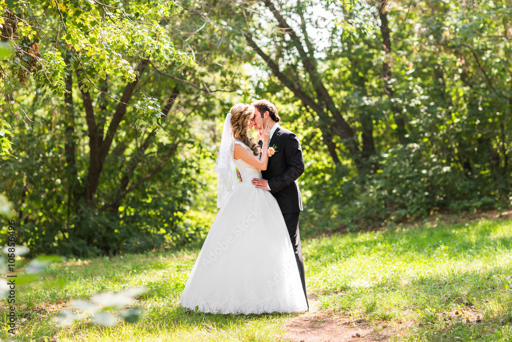Just married couple embraced Just married couple embraced