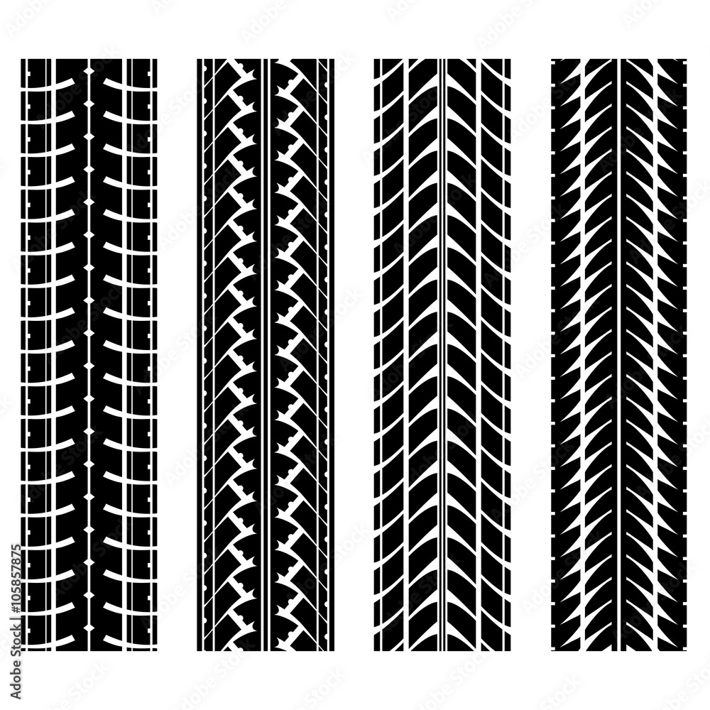 Tire tracks isolated on white Tire tracks isolated on white