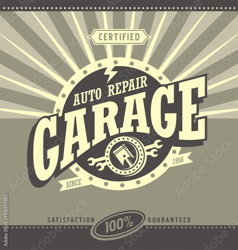 Classic garage retro banner design concept