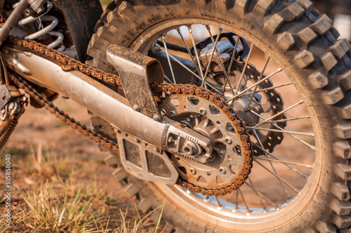 Dust on the motocycle wheel
