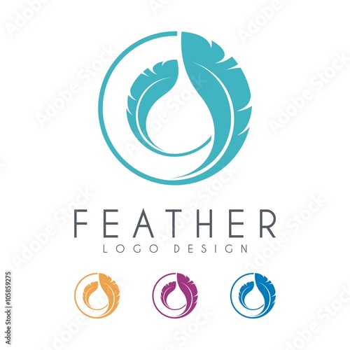 Feather Logo, Circle Design Vector Template