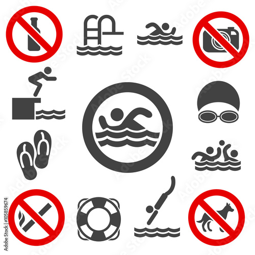 Swimming vector icons