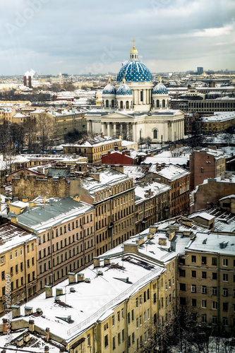The view to the Trinity Izmailovsky Cathedral in St. Petersburg