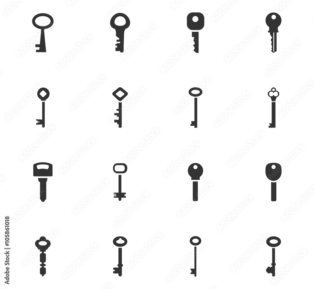 Lock and Key icons set Lock and Key icons set