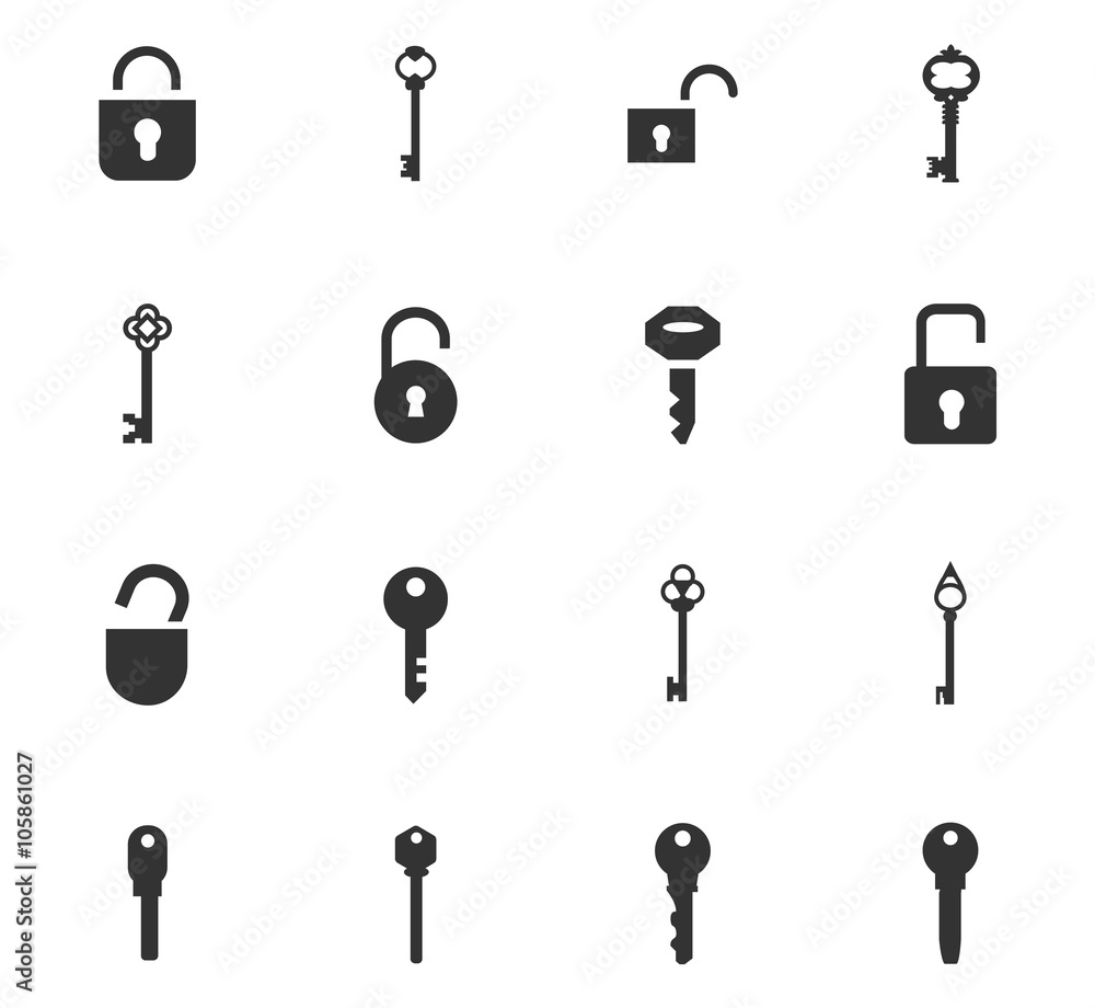 Lock and Key icons set Lock and Key icons set