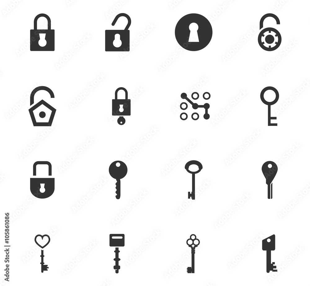 Lock and Key icons set Lock and Key icons set