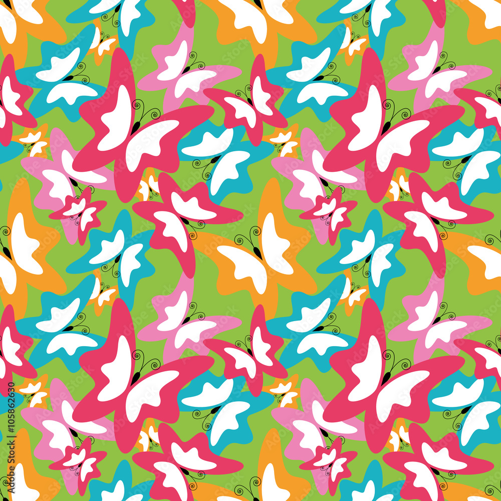  summer seamless pattern with butterfly. vector