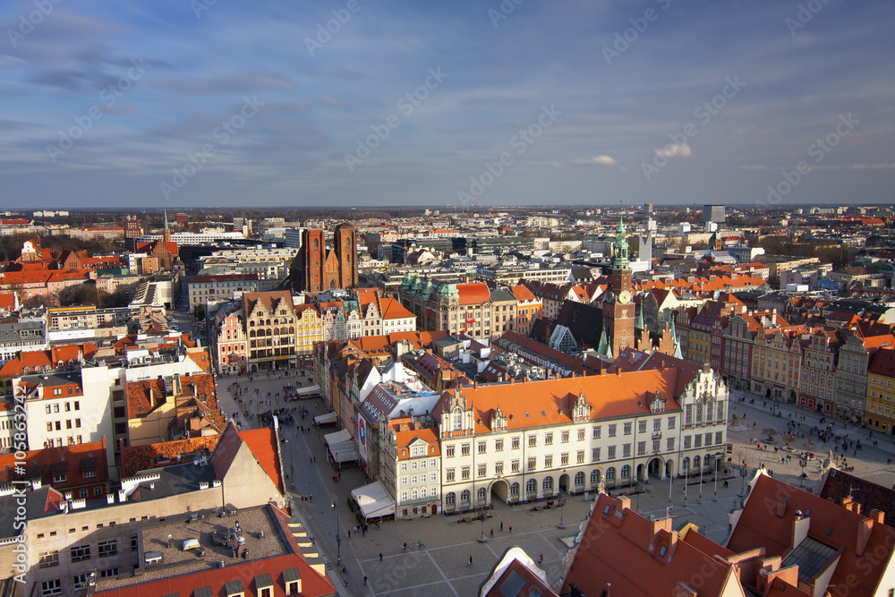 Obraz premium Wrocław panorama starego miasta