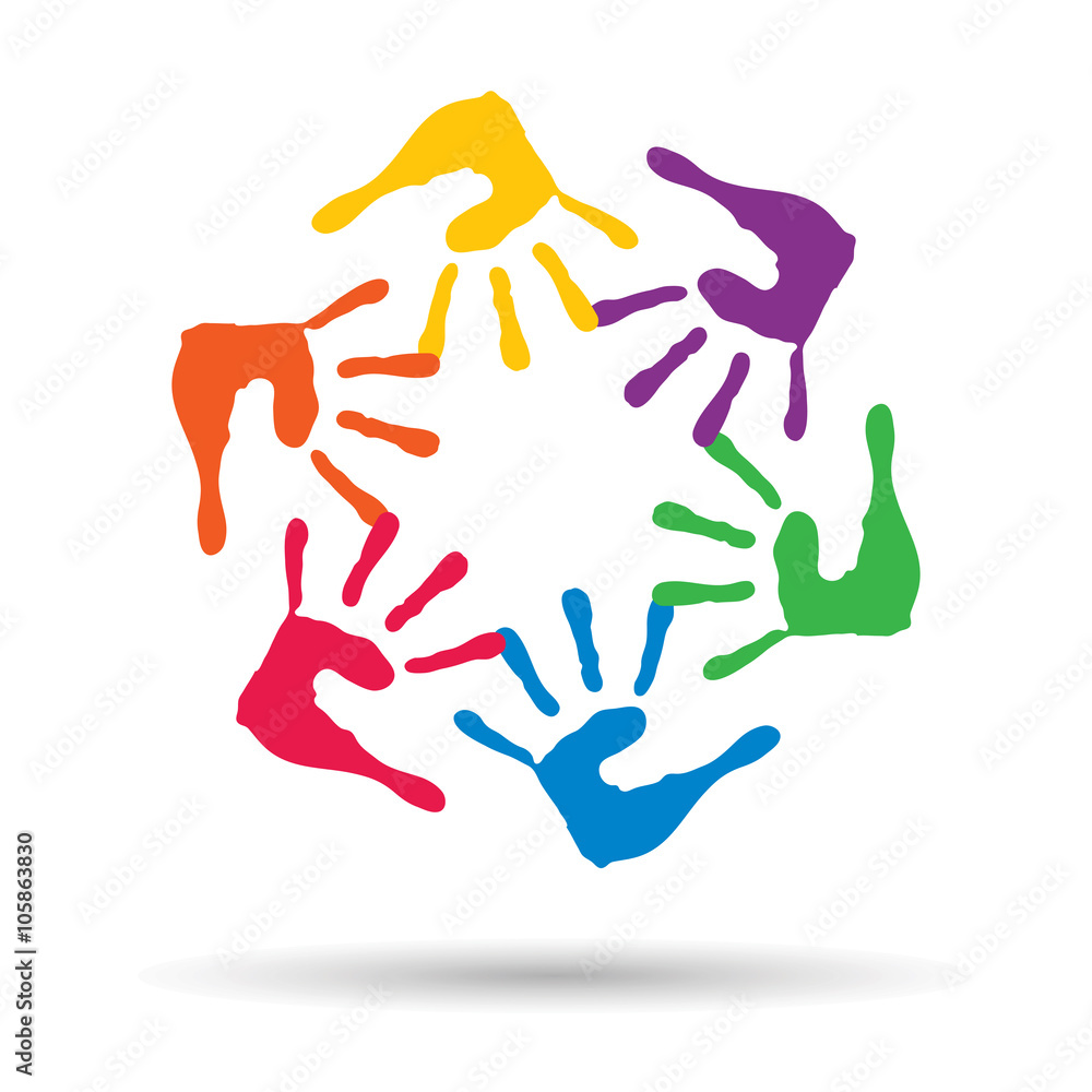 Vector conceptual children painted hand print isolated Vector conceptual children painted hand print isolated