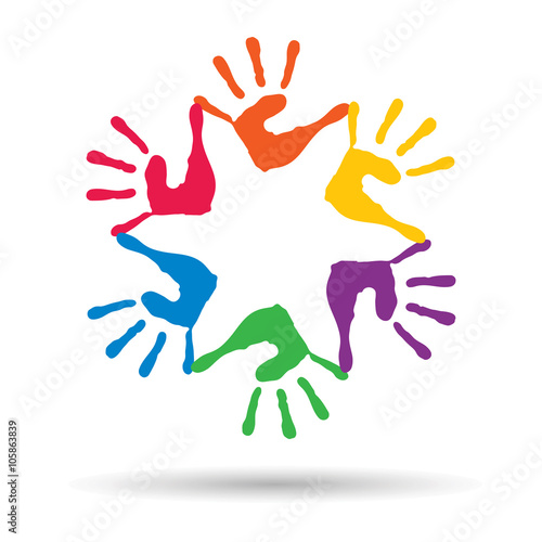 Vector conceptual children painted hand print isolated