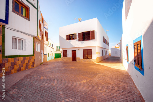 Street view in El Cotillo village on Fuerteventura island in Spain