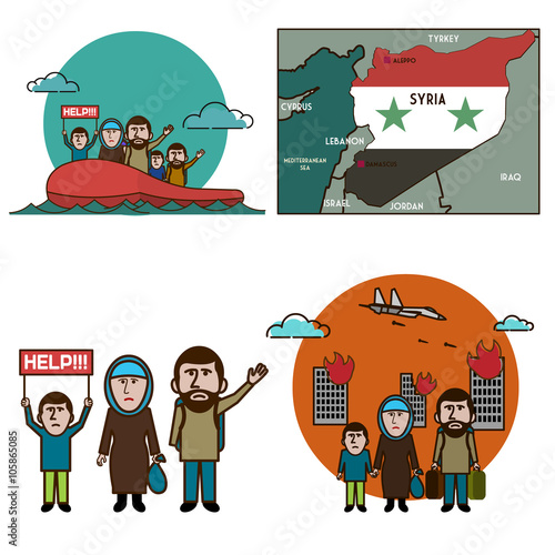 Refugees infographic elements.