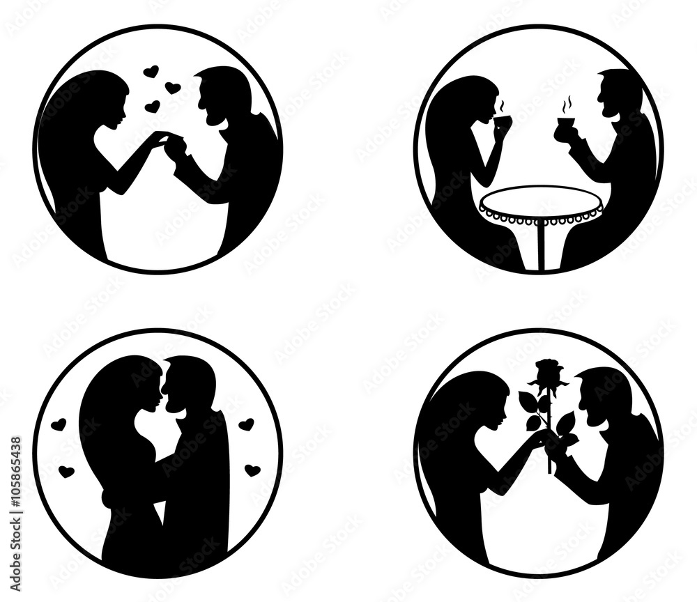 Couple in love black silhouettes