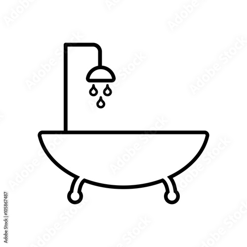 shower bath  thin line icon