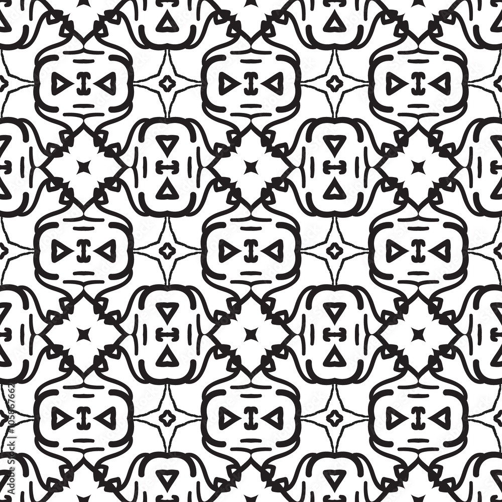 black and white ethnic seamless pattern