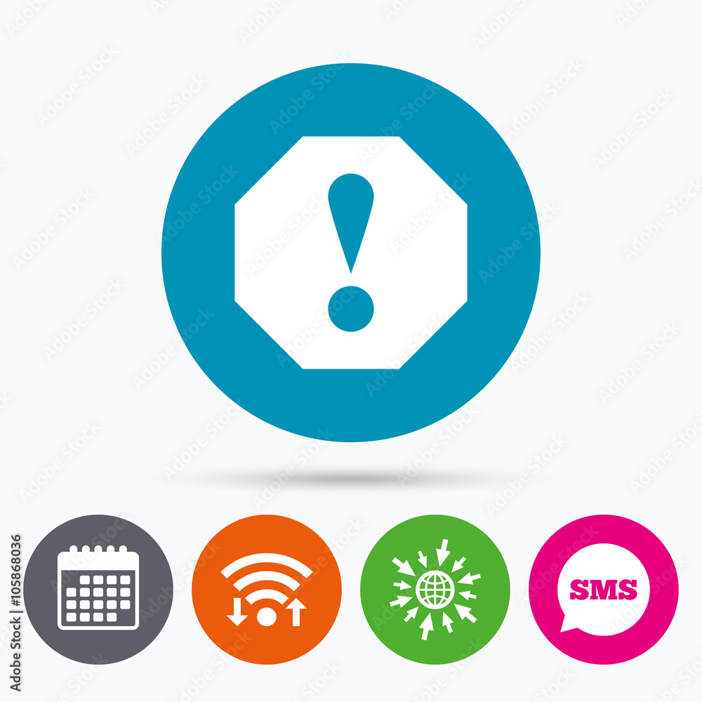 Attention sign icon. Exclamation mark. Attention sign icon. Exclamation mark.