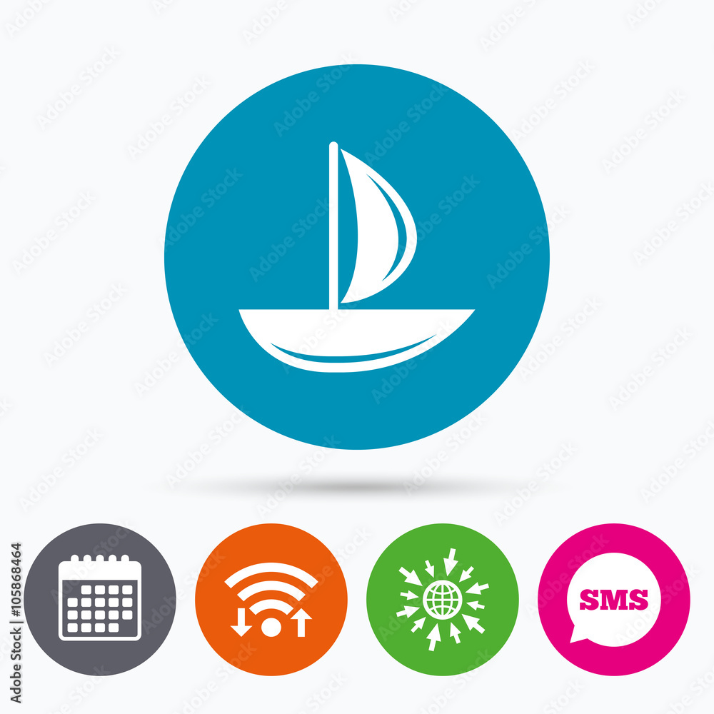 Sail boat icon. Ship sign. Sail boat icon. Ship sign.