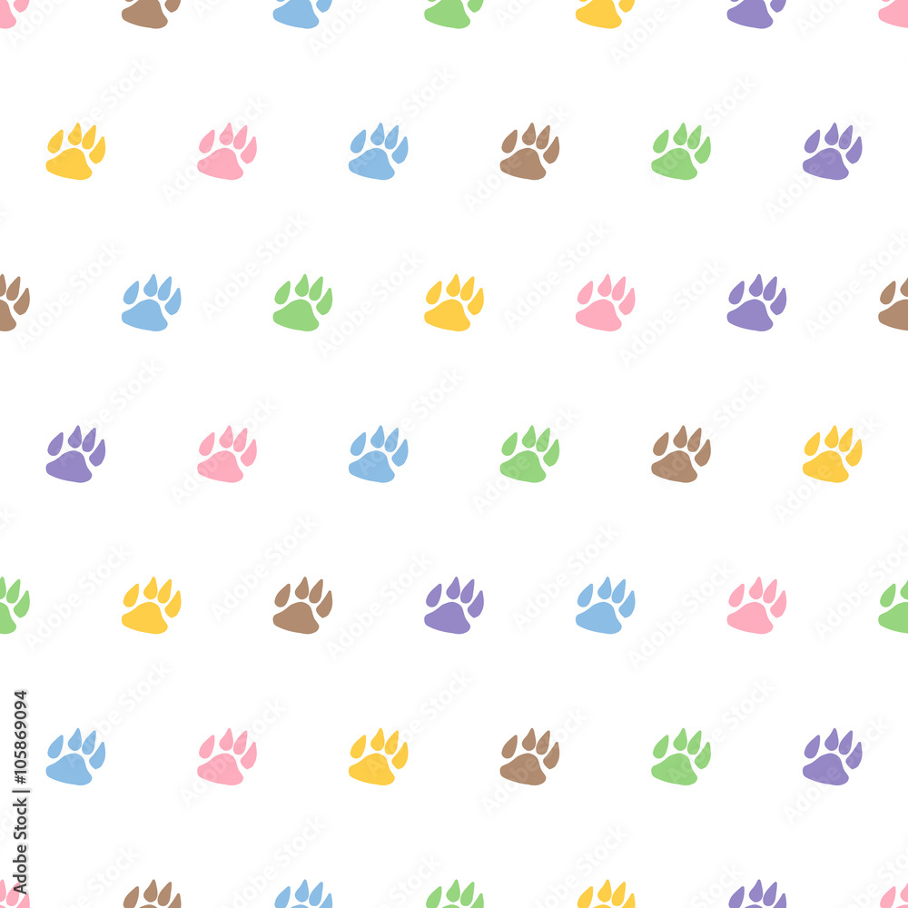 Traces of dog seamless pattern background.