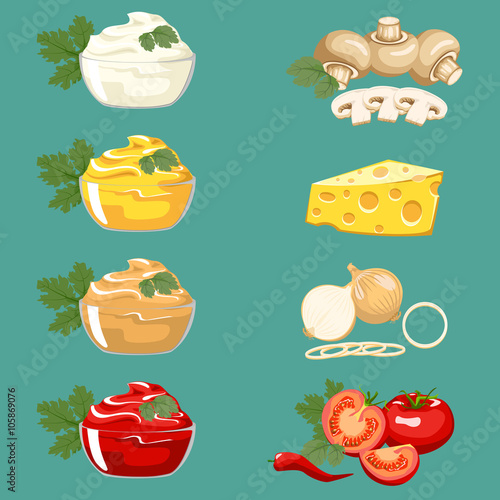 Set sauces for meat dishes and fast food.