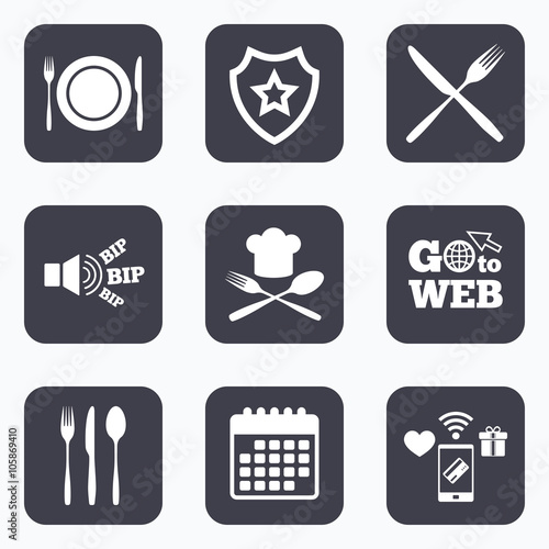 Plate dish with forks and knifes icon. Chief hat