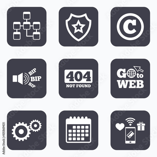 Website database icon. Copyrights and repair.