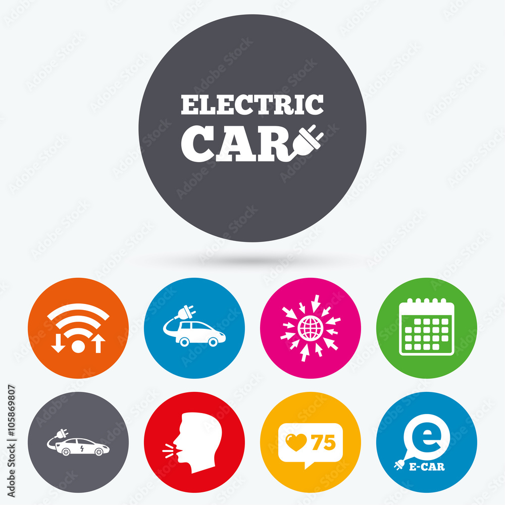 Electric car sign. Sedan and Hatchback transport Electric car sign. Sedan and Hatchback transport