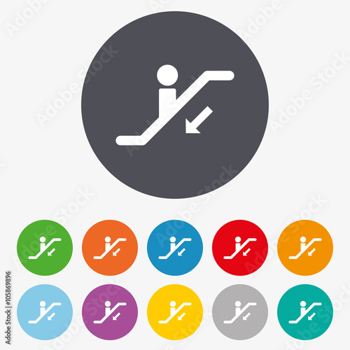 Escalator staircase icon. Elevator moving stair.