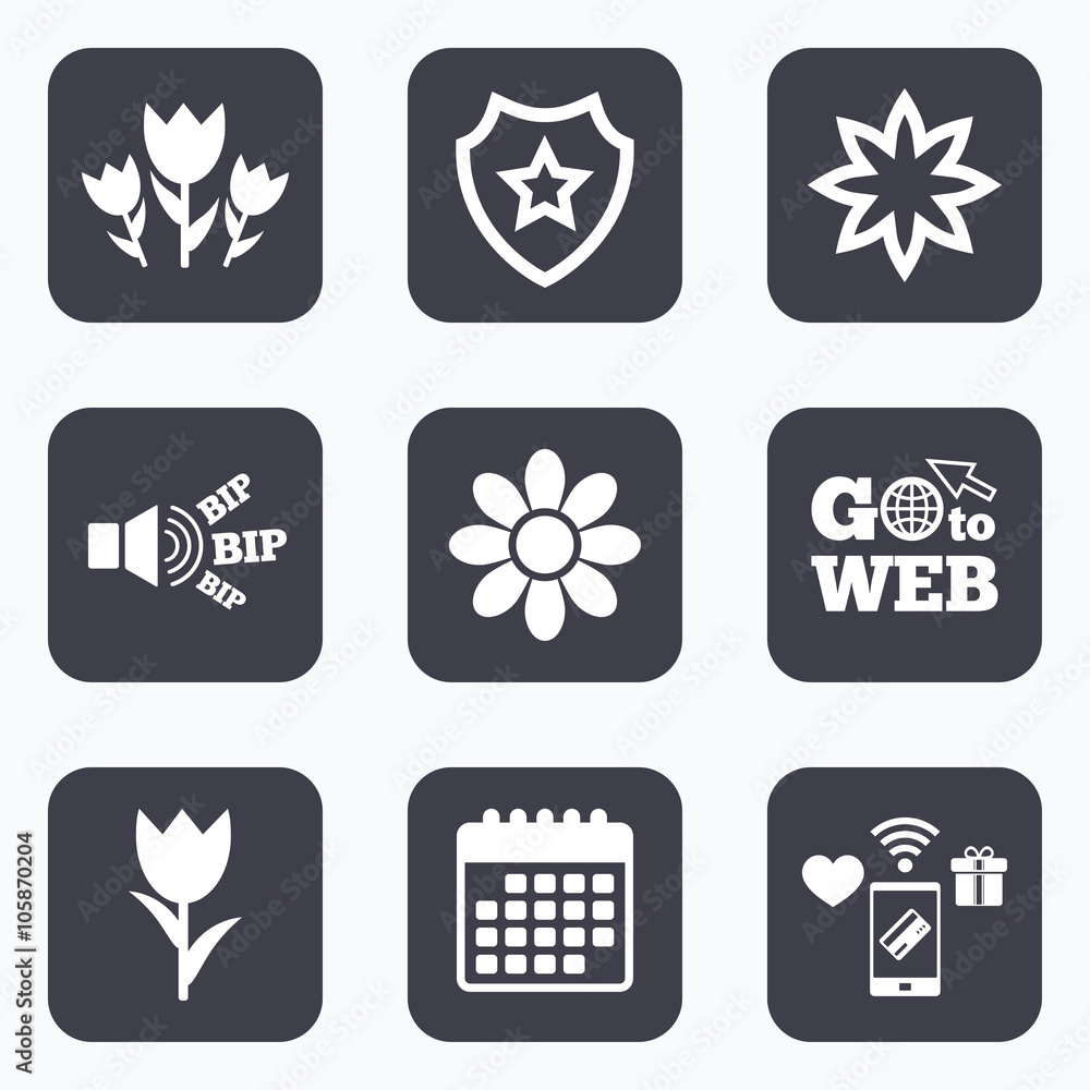 Flowers icons. Bouquet of roses symbol. Flowers icons. Bouquet of roses symbol.