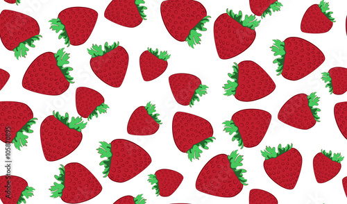 Vector seamless pattern of strawberries. Chaotic strawberries