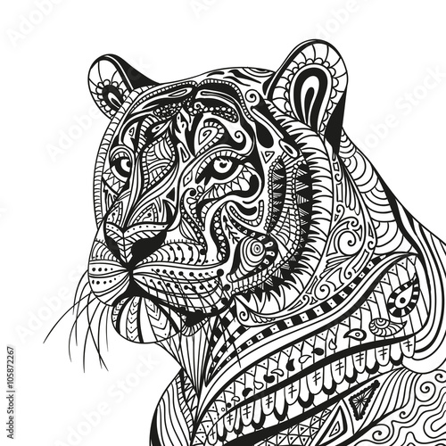 Vector Illustration of an Abstract Ornamental Tiger
