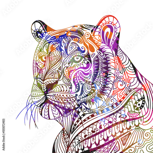Fototapeta Naklejka Na Ścianę i Meble -  Vector Illustration of an Abstract Ornamental Tiger