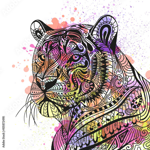 Fototapeta Naklejka Na Ścianę i Meble -  Vector Illustration of an Abstract Ornamental Tiger