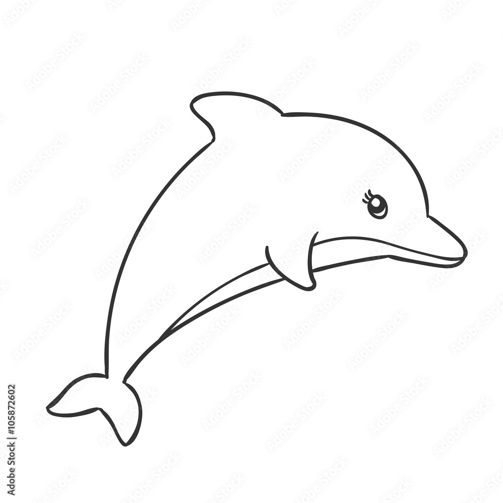 Vector Illustration of a Cute Hand Drawn Dolphin Vector Illustration of a Cute Hand Drawn Dolphin