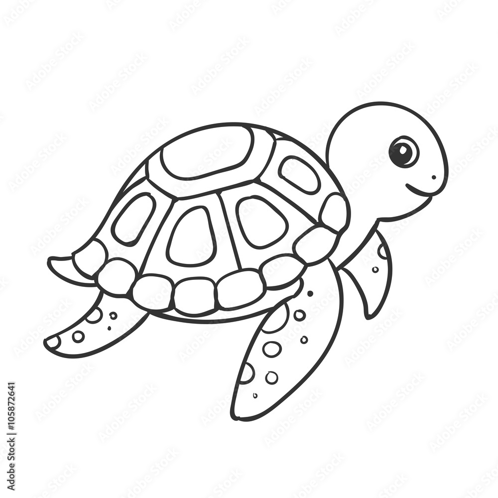 Fototapeta premium Vector Illustration of a Cute Hand Drawn Turtle