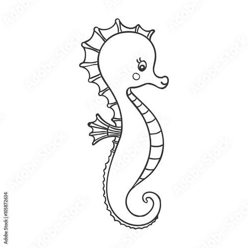 Vector Illustration of a Cute Hand Drawn Sea Horse