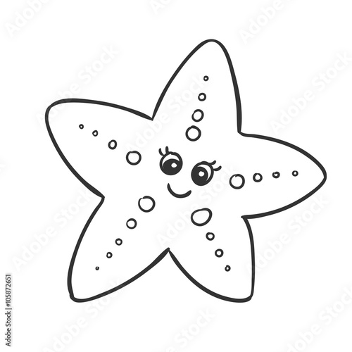 Vector Illustration of a Cute Hand Drawn Star Fish