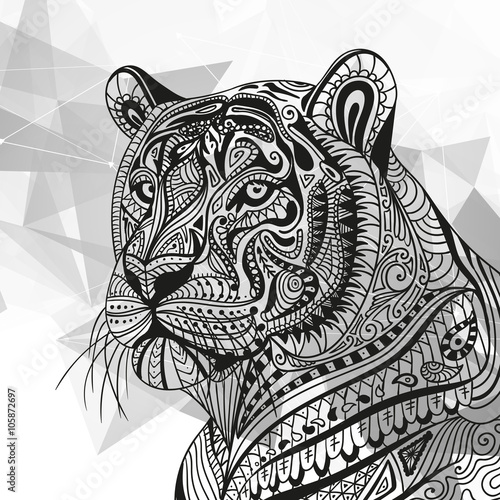 Fototapeta Naklejka Na Ścianę i Meble -  Vector Illustration of an Abstract Ornamental Tiger
