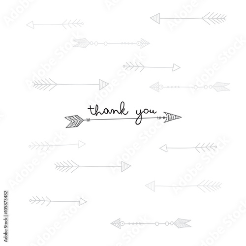 Thank you card with ethnic arrows in tribal style