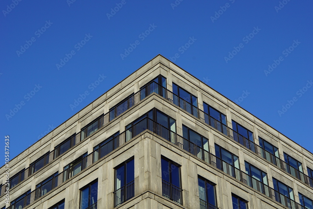 Modern building in Berlin-Mitte photographed from ground level